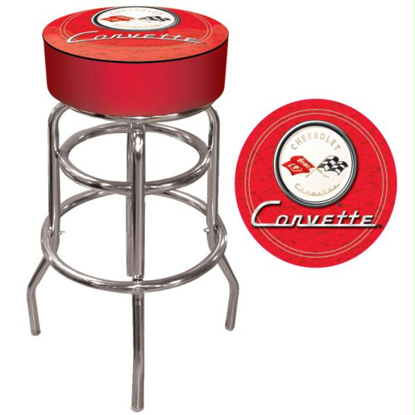 Trademark Commerce GM1000R-C1-COR Corvette C1 Padded Bar Stool - Red