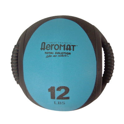Picture of Aeromat 35134 Dual Grip Power Med Ball 9 in. Dia. 12 LB Black- Teal
