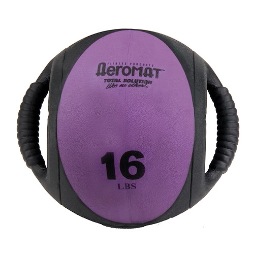 Picture of Aeromat 35136 Dual Grip Power Med Ball 9 in. Dia. 16 LB Black- Purple