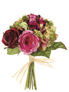 Picture of  FBQ685-RO-GR 10.5 in. Rose-Hydrangea Bouquet Rose-Green- Pack of 6