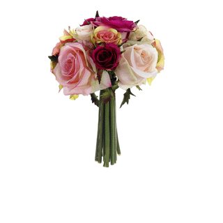Picture of  FBQ749-FU-PK 9 in. Confetti Rose Bouquet Fuchsia-Pink- Pack of 6