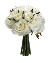 Picture of  FBQ749-WH 9 in. Confetti Rose Bouquet White- Pack of 6