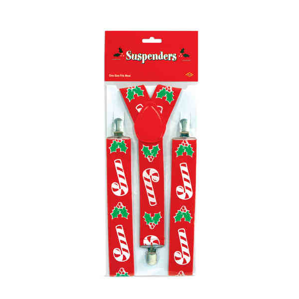Beistle  Candy Cane and Holly Suspenders - Pack of 12