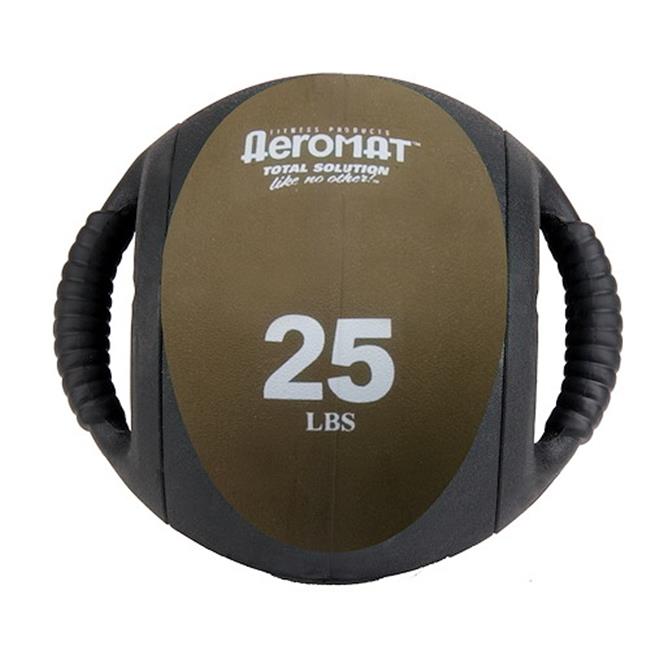 Aeromat 35139 Dual Grip Power Med Ball 9 in. Dia. 25 LB Black- Bronze