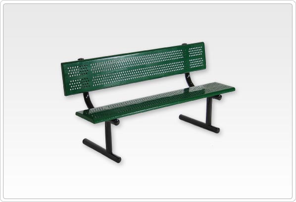 Picture of Sports Play 601-677 6&apos; Standard Bench with Back - Beveled Edge Perforated Steel
