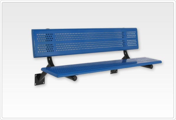Picture of Sports Play 601-691 10&apos; Team Bench with Back - Beveled Edge Perforated Steel