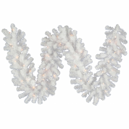 9 ft. x 12 in. Crystal White Garl 45Led WmWht