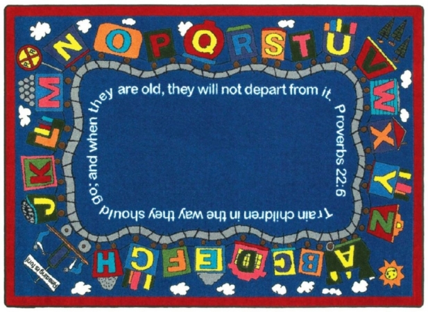 1493E Bible Train 7 ft.7 in. Round WearOn Nylon Machine Tufted- Cut Pile Educational- Faith Based Rug