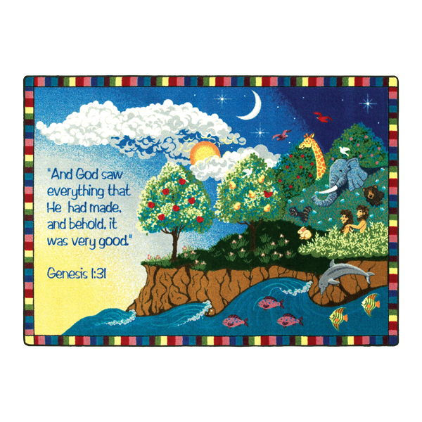 Creation 5 ft.4 in. x 7 ft.8 in. WearOn Nylon Machine Tufted- Cut Pile Educational- Faith Based Rug