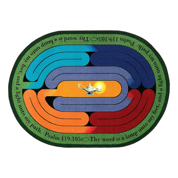 1552E Pathway of Light 7 ft.7 in. Round  WearOn Nylon Machine Tufted- Cut Pile Educational- Faith Based Rug