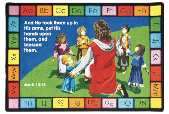 1602C Into His Arms 5 ft.4 in. x 7 ft.8 in.  WearOn Nylon Machine Tufted- Cut Pile Educational- Faith Based Rug