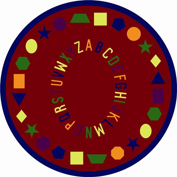 1443E-02 First Lessons Red 7 ft.7 in. Round WearOn Nylon Machine Tufted- Cut Pile Educational Rug