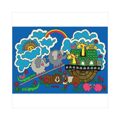 Picture of Joy Carpets 1409B Noah s Ark 3 ft.10 in. x 5 ft.4 in.  WearOn Nylon Machine Tufted- Cut Pile Educational Rug