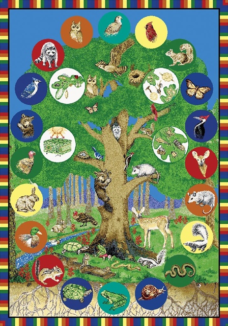 Tree of Life 7 ft.8 in. x 10 ft.9 in. WearOn Nylon Machine Tufted- Cut Pile Educational Rug