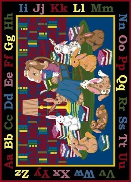 Reading Rocks 7 ft.8 in. x 10 ft.9 in. WearOn Nylon Machine Tufted- Cut Pile Educational Rug