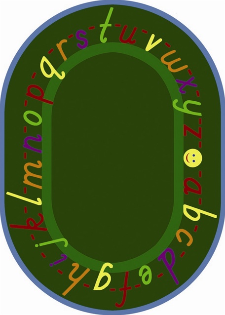 1478CC-02 AlphaScript Green 5 ft.4 in. x 7 ft.8 in. Oval WearOn Nylon Machine Tufted- Cut Pile Educational Rug