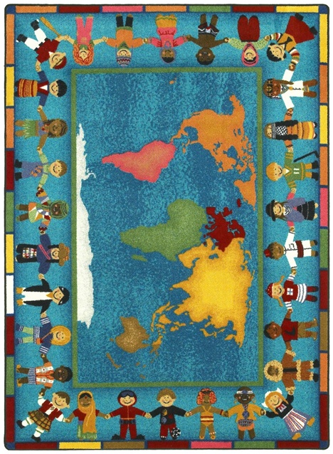 Hands Around the World 7 ft.7 in. Round  WearOn Nylon Machine Tufted- Cut Pile Educational Rug