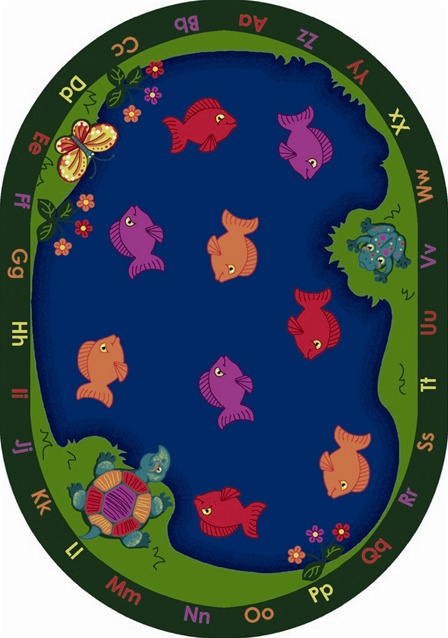 FishiN Fun 5 ft.4 in. x 7 ft.8 in. Oval WearOn Nylon Machine Tufted- Cut Pile Educational Rug