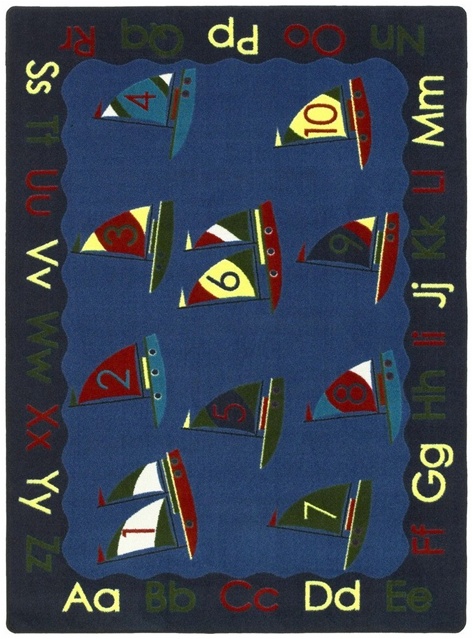 Smooth Sailing 5 ft.4 in. x 7 ft.8 in. WearOn Nylon Machine Tufted- Cut Pile Educational Rug