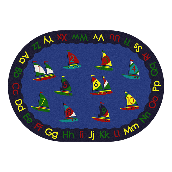 1540DD Smooth Sailing 7 ft.8 in. x 10 ft.9 in. Oval WearOn Nylon Machine Tufted- Cut Pile Educational Rug