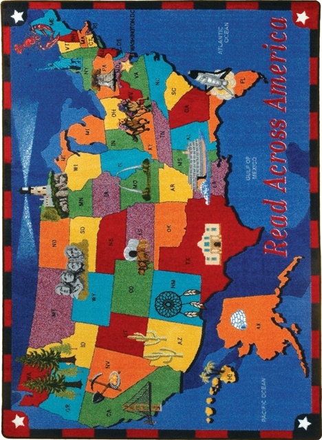 Read Across America 5 ft.4 in. x 7 ft.8 in. WearOn Nylon Machine Tufted- Cut Pile Educational Rug