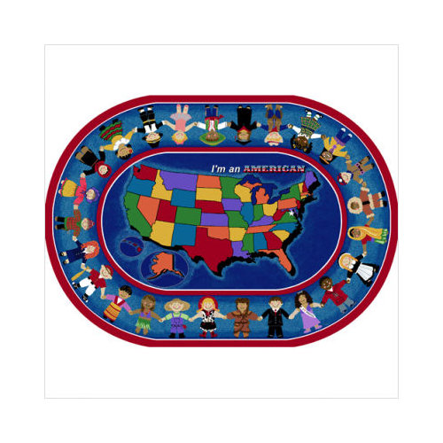 1580CC I ft.m An American 5 ft.4 in. x 7 ft.8 in. Oval WearOn Nylon Machine Tufted- Cut Pile Educational Rug