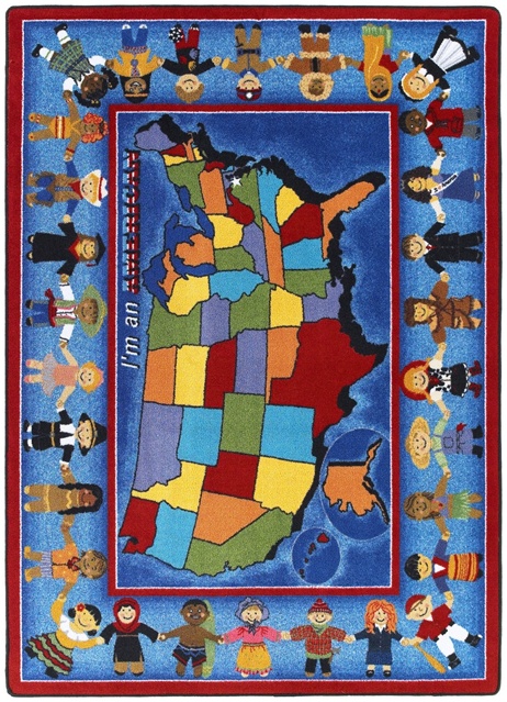 I ft.m An American 7 ft.8 in. x 10 ft.9 in. WearOn Nylon Machine Tufted- Cut Pile Educational Rug