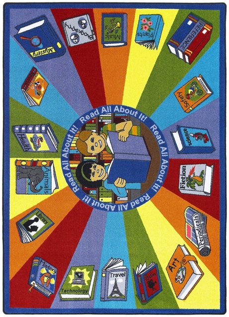 1588C Read All About It 5 ft.4 in. x 7 ft.8 in.  WearOn Nylon Machine Tufted- Cut Pile Educational Rug