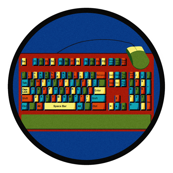 Keyboard Connection 5 ft.4 in. Round WearOn Nylon Machine Tufted- Cut Pile Educational Rug