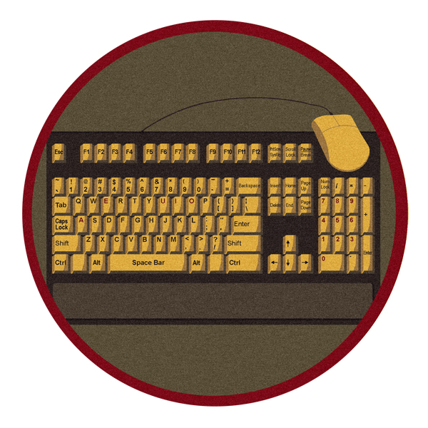 Keyboard Connection Brown 5 ft.4 in. Round WearOn Nylon Machine Tufted- Cut Pile Educational Rug