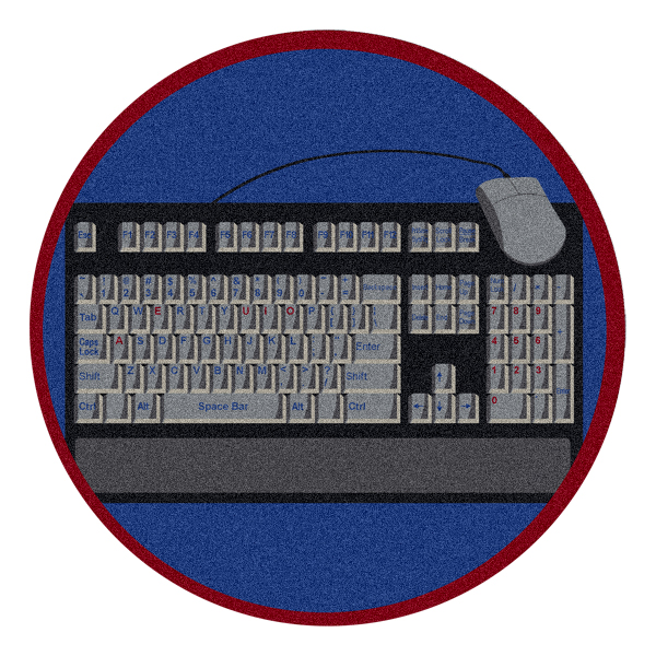 Keyboard Connection Gray 5 ft.4 in. Round WearOn Nylon Machine Tufted- Cut Pile Educational Rug