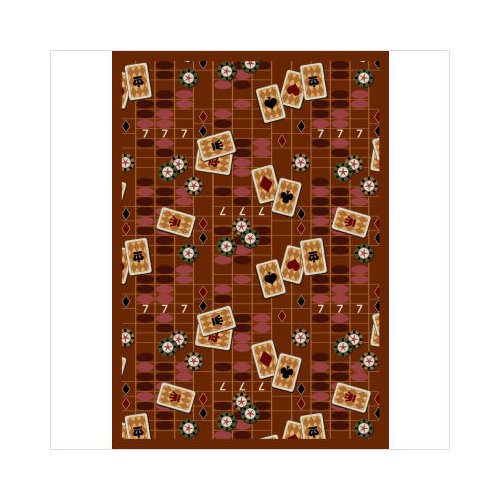 1509B-05 Feeling Lucky Rust 3 ft.10 in. x 5 ft.4 in. WearOn Nylon Machine Tufted- Cut Pile Gaming and Entertainment Rug