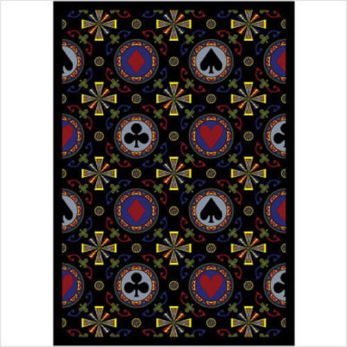 59D-01 Stacked Deck Black 7 ft.8 in. x 10 ft.9 in. WearOn Nylon Machine Tufted- Cut Pile Gaming and Entertainment Rug
