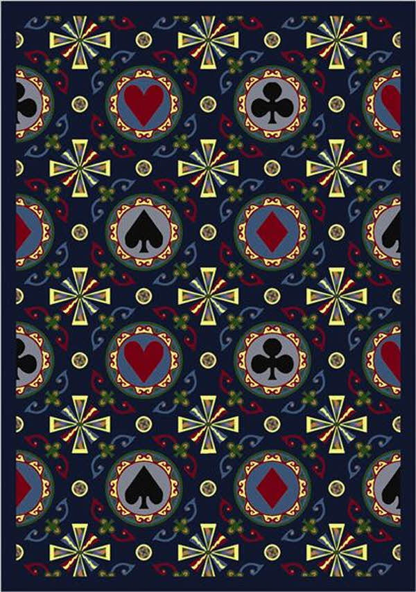 Stacked Deck Navy 7 ft.8 in. x 10 ft.9 in.  WearOn Nylon Machine Tufted- Cut Pile Gaming and Entertainment Rug