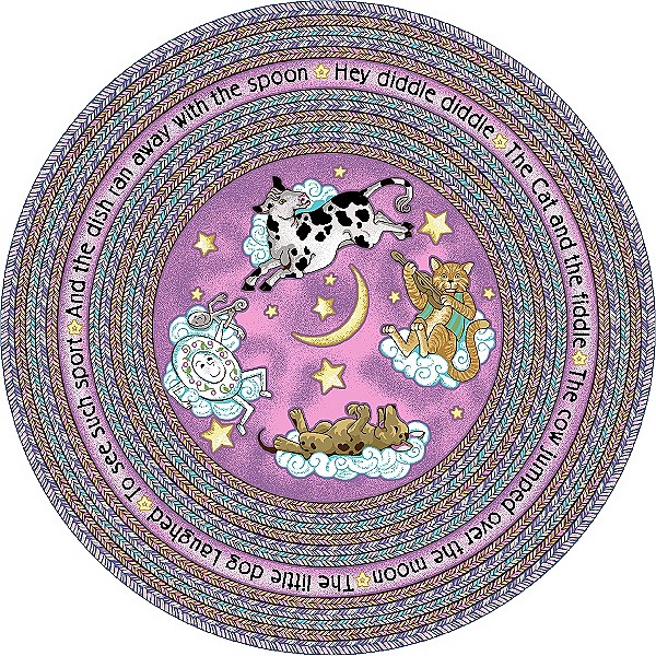 Hey Diddle Diddle Pink 7 ft.7 in. Round  WearOn Nylon Machine Tufted- Cut Pile Just for Kids Rug