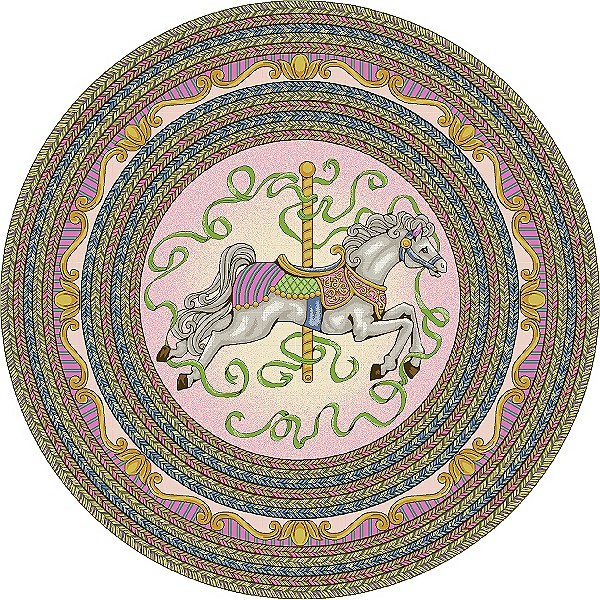 1473E-02 Carousel Pink 7 ft.7 in. Round WearOn Nylon Machine Tufted- Cut Pile Just for Kids Rug