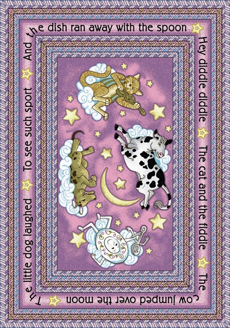 Hey Diddle Diddle Pink 3 ft.10 in. x 5 ft.4 in.  WearOn Nylon Machine Tufted- Cut Pile Just for Kids Rug