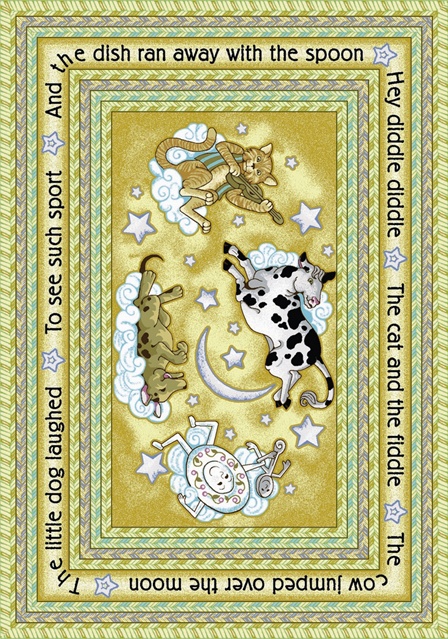Hey Diddle Diddle Yellow 5 ft.4 in. x 7 ft.8 in.  WearOn Nylon Machine Tufted- Cut Pile Just for Kids Rug
