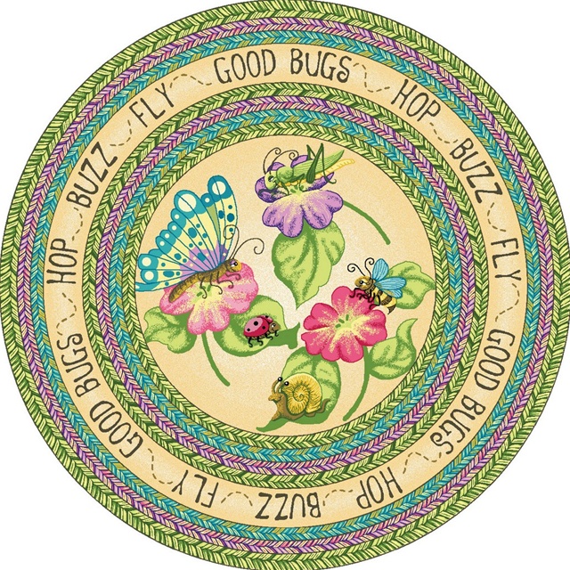1485H Good Bugs 5 ft.4 in. Round WearOn Nylon Machine Tufted- Cut Pile Just for Kids Rug