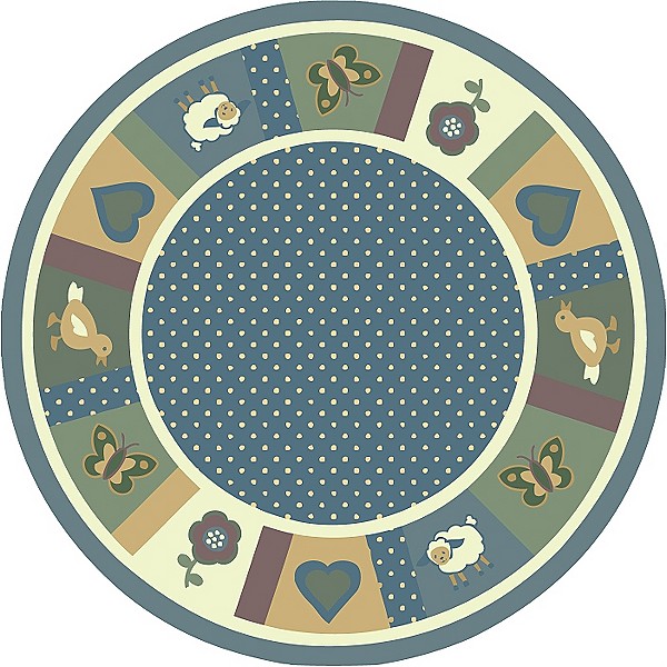 Seeing Spots Soft 5 ft.4 in. Round WearOn Nylon Machine Tufted- Cut Pile Just for Kids Rug