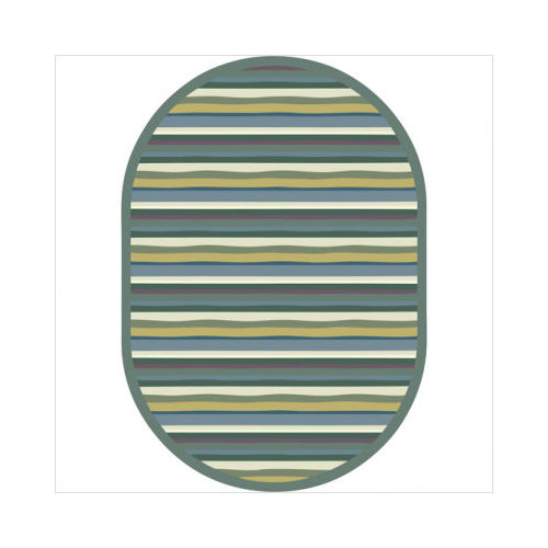 Yipes Stripes Soft 5 ft.4 in. x 7 ft.8 in. Oval WearOn Nylon Machine Tufted- Cut Pile Just for Kids Rug