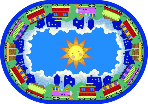 In Training 5 ft.4 in. x 7 ft.8 in. Oval  WearOn Nylon Machine Tufted- Cut Pile Just for Kids Rug