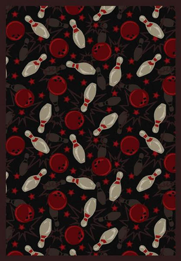 Picture of Joy Carpets 1521C-04 Retro Bowl Fireball Red 5 ft.4 in. x 7 ft.8 in.  WearOn Nylon Machine Tufted- Cut Pile Sports Rug