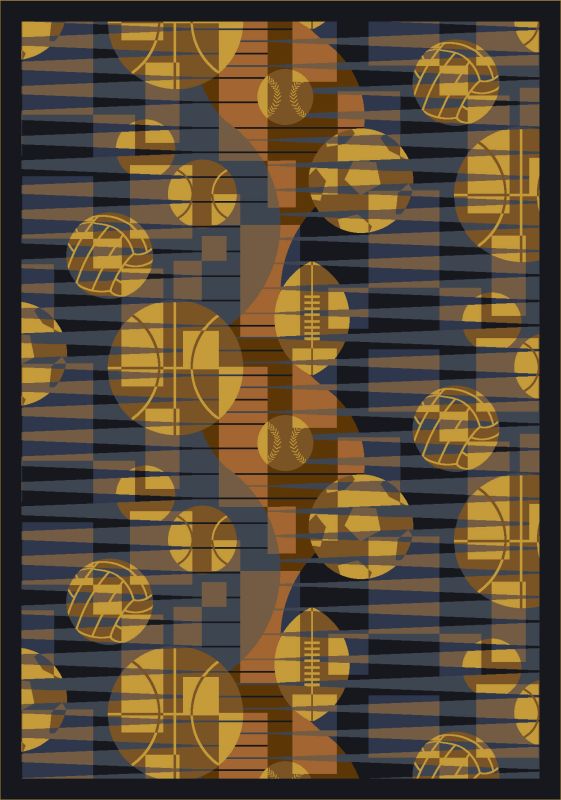 Keeping Score Blue 3 ft.10 in. x 5 ft.4 in. WearOn Nylon Machine Tufted- Cut Pile Sports Rug
