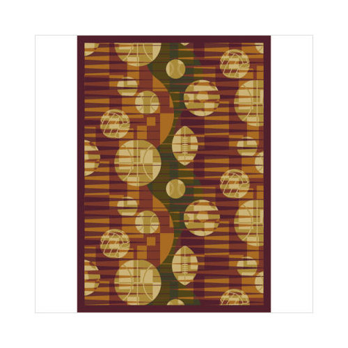 Keeping Score Rust 3 ft.10 in. x 5 ft.4 in.  WearOn Nylon Machine Tufted- Cut Pile Sports Rug