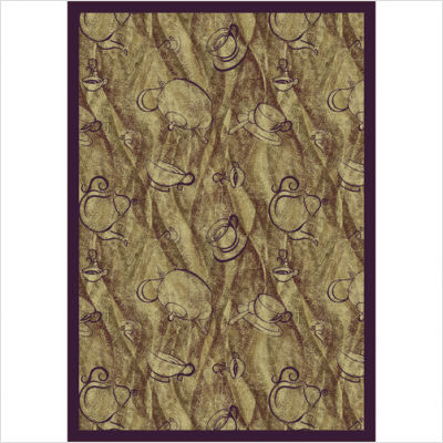Fresh Brew Bean 5 ft.4 in. x 7 ft.8 in. WearOn Nylon Machine Tufted- Cut Pile Whimsy Rug