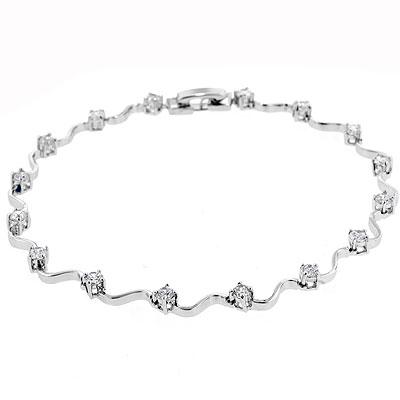 Picture of Kate Bissett B01314R-C01 Genuine Rhodium Plated Bracelet with Prong Set Round Cut Clear CZ in Silvertone