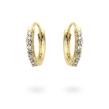 Picture of Kate Bissett E01648G-C01 18k Gold Plated Hoops with Prong Set Round Cut Clear CZ in Goldtone