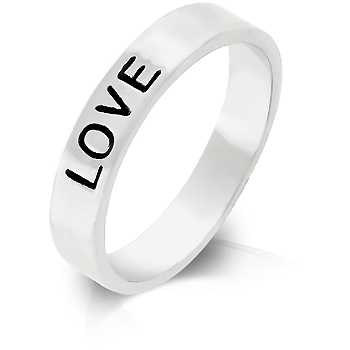 Picture of Kate Bissett R08015R-V00-07 Genuine Rhodium Plated Eternity Ring is Stamped Love in Black Enamel and Silvertone - Size 7