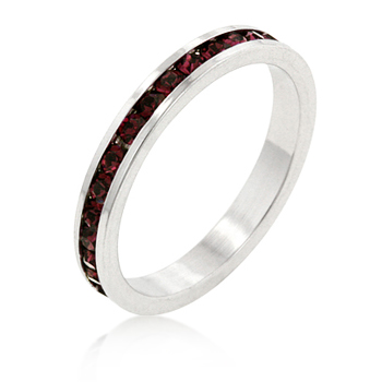 Genuine Rhodium Plated Channel Set Stacker Ring in Silvertone - Size 7